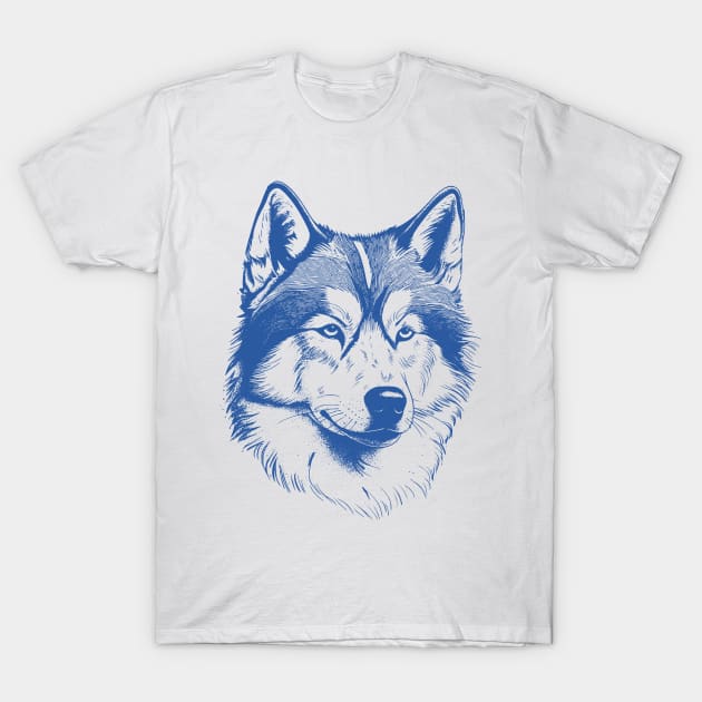 Alaskan Malamute Minimalist Line Art Drawing T-Shirt by Danielleroyer